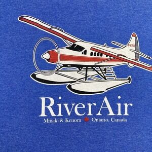 River Air Shirt Adult Large Blue Graphic Tee SS Canada Airplane Aircraft
